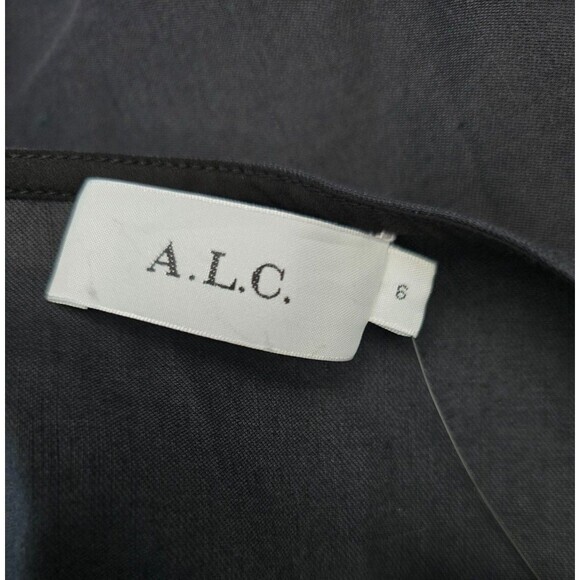 NWT! $495 A.L.C. Walker Ruffled Shoulder Midi Wrap Dress Black Size 6 alc - Picture 8 of 11